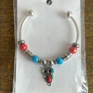 Silver and Multicolor Owl Charm Bracelet